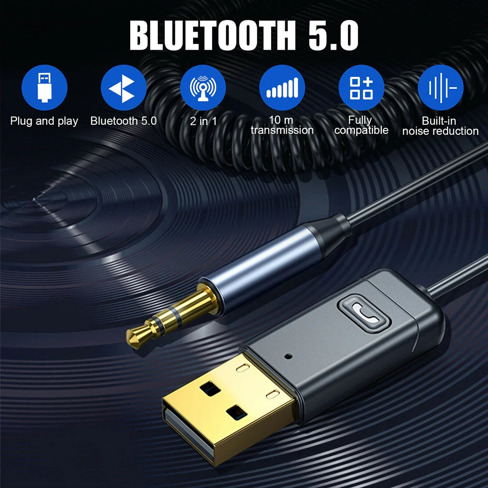 C11 Car Bluetooth-compatible 5.0 Transmitter Receiver Car Audio Aux Hands-free Call Two-in-one Audio Adapter For Pc Tv Car