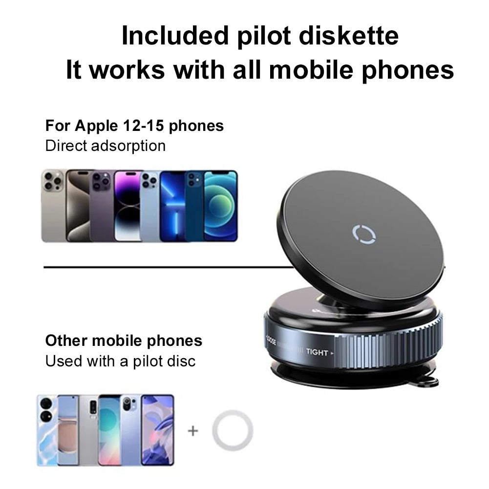 For Magsafe Intelligent Car Mount 360° Rotation Magnetic Vacuum Adsorption Suction Cup Bracket Car Magnetic Holder for iPhone